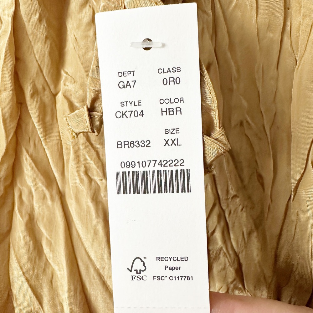 J. Crew New Soleil Gold Metallic Crinkle Pull-on Pants women's size XXL NEW - Picture 6 of 11